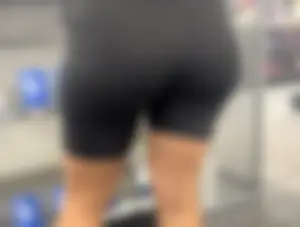 Curvy Foreign PAWG blck spandex shorts