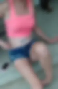 Friend in short shorts showing cheeks and some cleavage