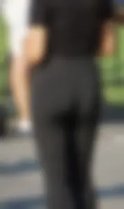 Cute Asian girl in tight leggings with a nice ass