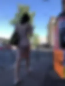 Amazing candid chick wearing a dress, VPL and glimpses of her ass through the fabric