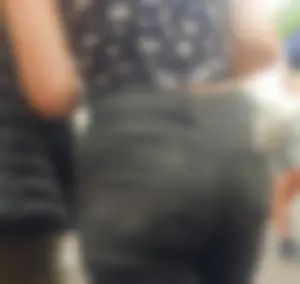 Cute street teen in tight black jeans, hot booty creepshots