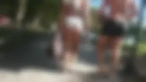 Girl with a nice ass in wet white bikini bottom