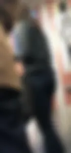 Sexy slim cutie on train in tight leggings