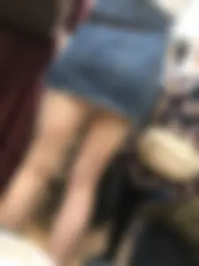 A Cute Candid Girl in a Jean Skirt With Awesome Slim Legs Sitting With Crossed Legs, Subway Creepshots