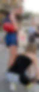 2 pretty blonde friends out in shorts