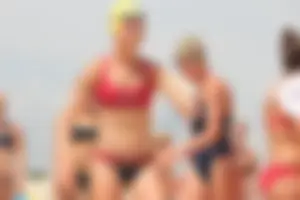 Lifeguard tournament girls on the beach