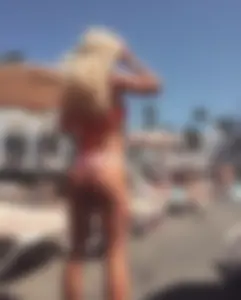 Blonde in Swimsuit on the Beach Candid