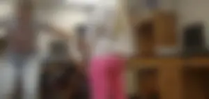 Blonde candid college teen wearing pink leggings, sneaky photos in class