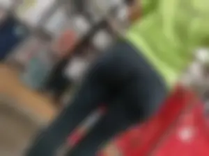 Black round ass in leggings at Target with vpl