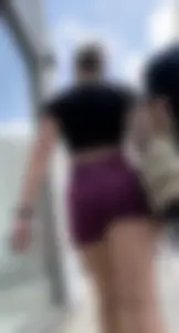 Tight Fit Blonde with Incredible Bubble Butt in Magenta Aurola Shorts