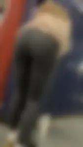 Skinny And Tight College Girl In Blue Leggings Bends Over For Me (Upshots)