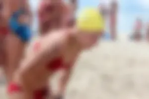 Lifeguard tournament girls on the beach