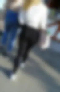 C-thru leggings babe with a red thong underneath