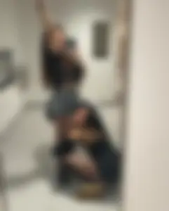 Chubby girl in shorts and stockings mirror selfies