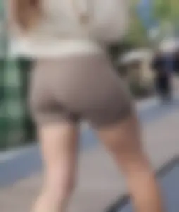 Booty in light brown biker shorts