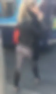 Hottie with a nice ass walking in patterned leggings