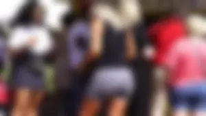 Big booty blonde babe in tight grey spandex shorts with vtl