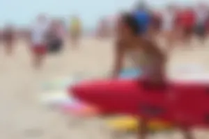 Lifeguard tournament girls on the beach