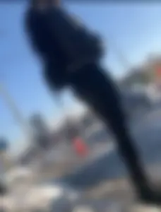 Slim thick teen at bus stop