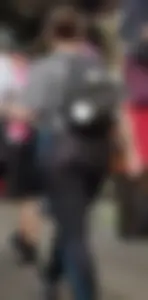 Fat ass girl in leggings with vpl