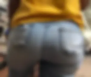 Hot brunette babe in tight jeans with a big booty and vpl