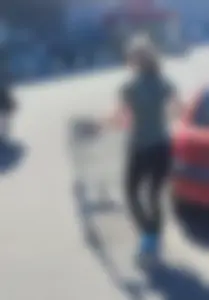 Skinny blonde milf at parking lot