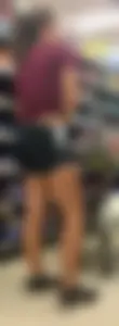 Skinny supermarket candid teen in shorts creepshots