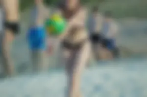 Amazing Sexy Casual Volleyball Player in Swimsuit on the Beach Creepshots Collection