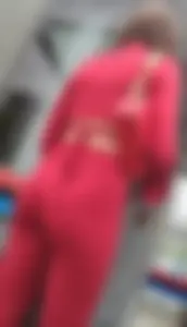 Hot minx in a slutty red outfit