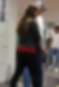 Pretty girl shopping with boyfriend in leggings with a nice ass