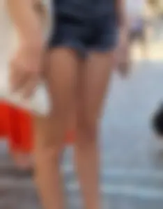 Street Closeups of a Hot Candid Girl's Legs in Fringed Denim Shorts, Awesome Legs