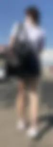 Cute Gilr with Thin Legs in Blue Denim Shorts Street Creepshots Gallery