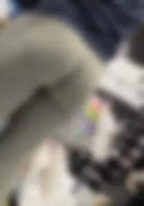 Sports store blonde worker in nice leggings