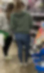 Ass in blue leggings