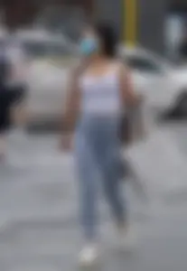 Asian round butt grey leggings (NOT OC)