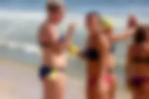 Lifeguard tournament girls on the beach