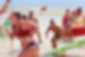 Lifeguard tournament girls on the beach