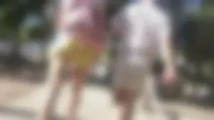 Milf in yellow shorts with vpl and a wedgie