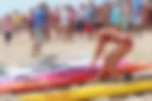 Lifeguard tournament girls on the beach
