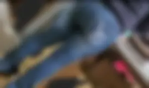 Nice butt and legs in tight blue jeans closeup creepshot