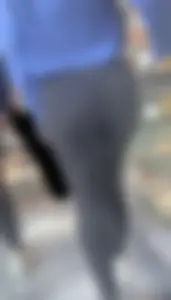 Girl with fit bubble booty in leggings going up elevator