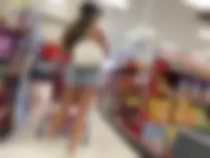Tall white woman with thick jiggly ass and thighs in short jeans