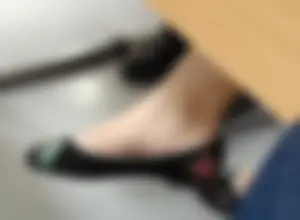 Teen College Student's Feet in Colorful Flats And Socks Closeups in Various Classrooms