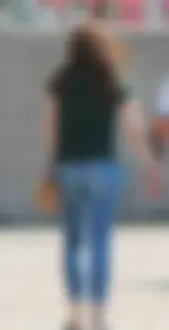 Redhead booty walking in tight jeans
