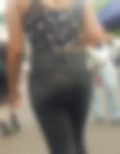 Cute street teen in tight black jeans, hot booty creepshots