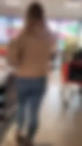 A Homely Candid Girl in Tight Blue Jeans With a Cool Bubble Ass And Nice Legs, Creepshots at the Supermarket