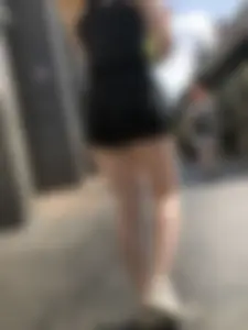 Blonde candid teen in shorts, great street creepsots