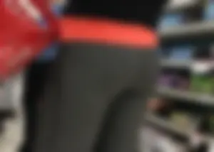 Skinny and tall milf shopping at Target in tight leggings