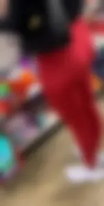 Petite chick in red leggings