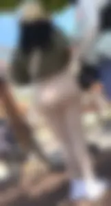 Thick Middle Eastern yoga pants ass at park